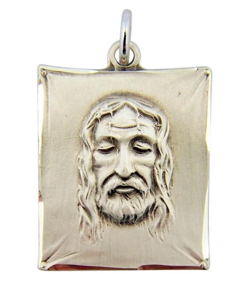Shroud of Turin 15/16 Inch Sterling Silver Face of Jesus Christ Medal Pendant