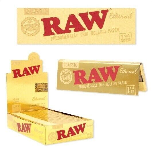 NEW🔥FULL BOX 24PKS RAW ETHEREAL 1 1/4 SIZE ROLLING PAPERS😎PHENOMENALLY THIN