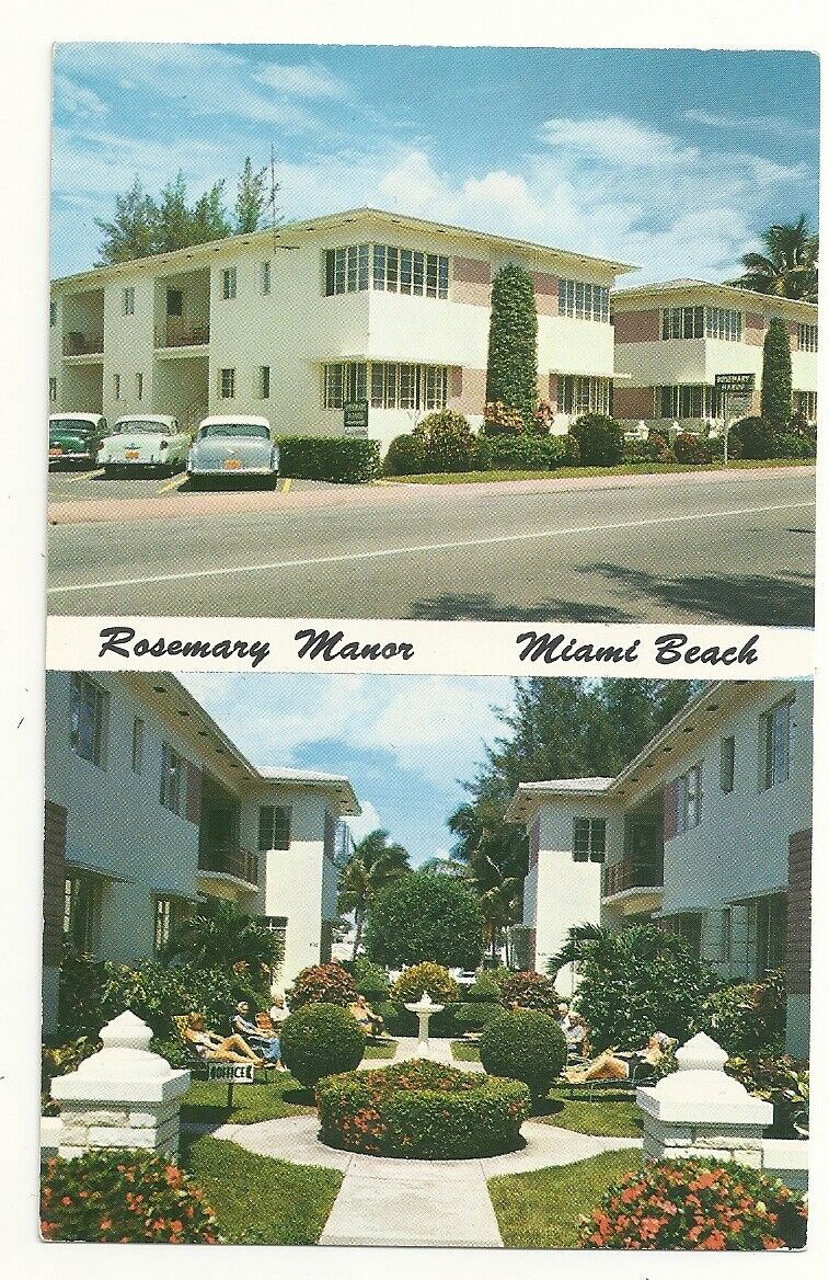 Postcard FL Florida Rosemary Manor Garden Patio Miami Beach