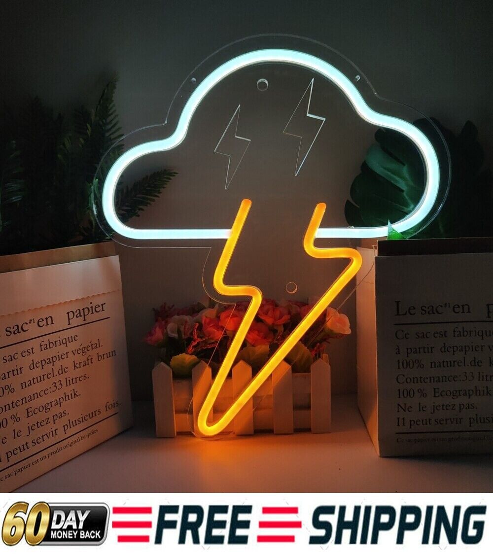 Cloud & Lightning LED Neon Light Sign 40x60 Man Cave Home Room Office Wall Arts