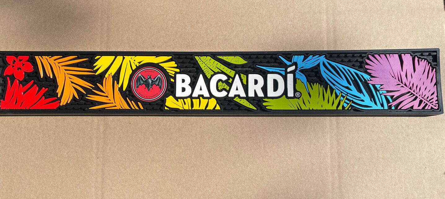 Bacardi Rum Bar Mat, Bacardi tropical bar rail mat 3.5x23.5inch
