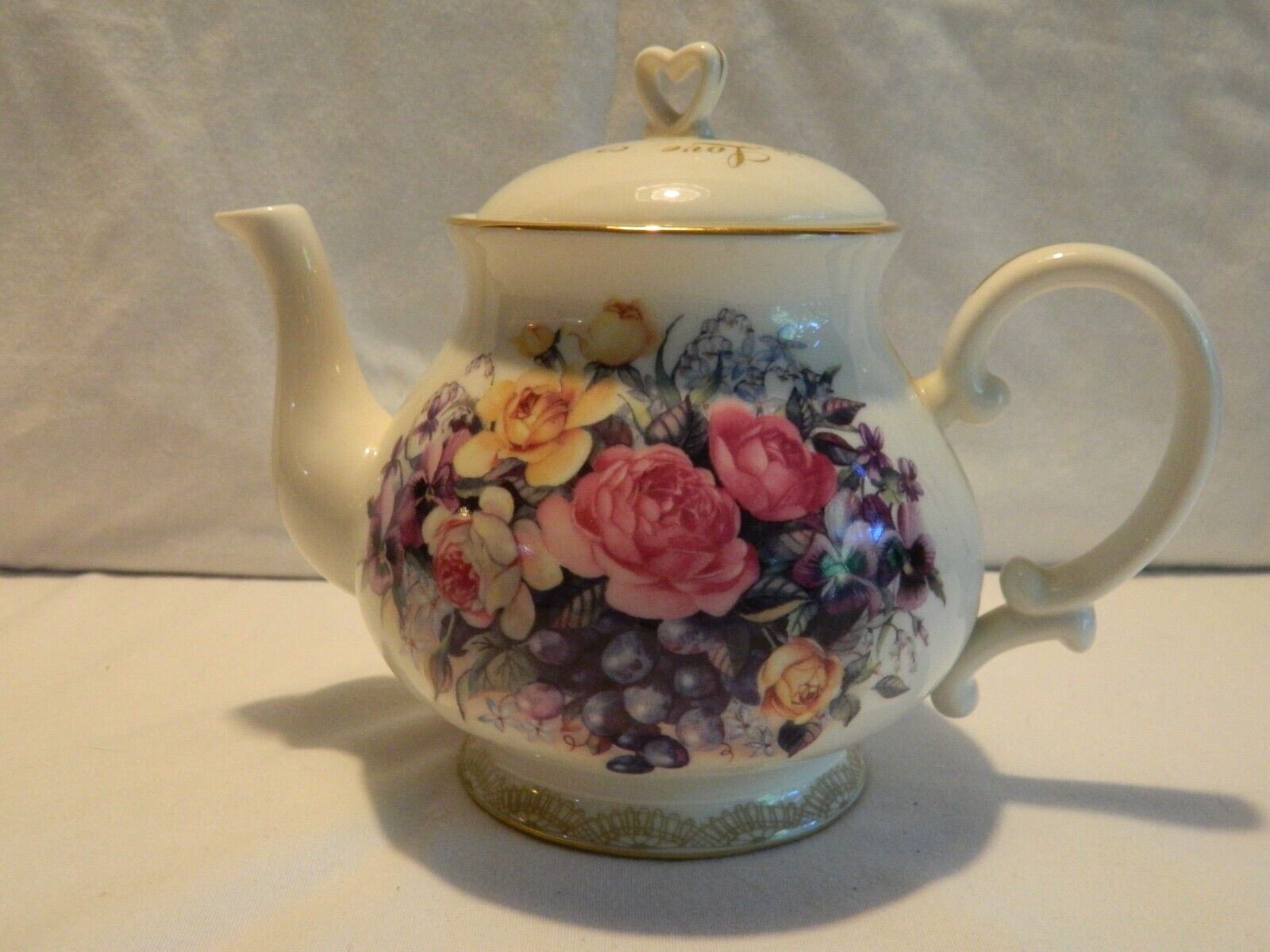 C-24 SANDY CLOUGH ‘THE GREATEST OF THESE IS LOVE’ FLORAL TEAPOT