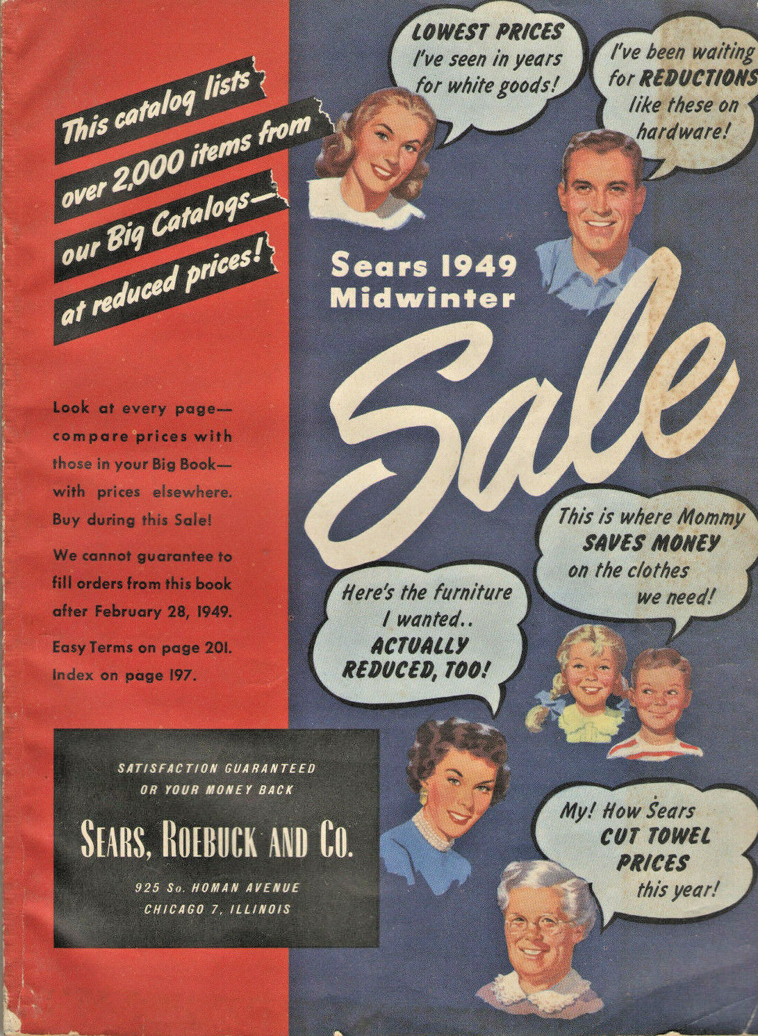 VINTAGE 1949 SEARS MIDWINTER SALE CATALOG 275+ PAGES CLOTHING/TOOLS/SPORTING/+