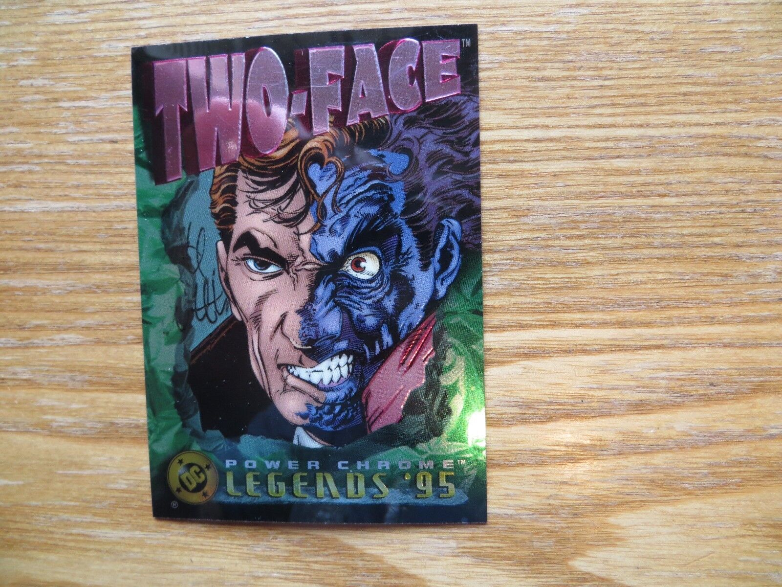 1995 DC POWER CHROME LEGENDS TWO-FACE CARD SIGNED BY LEE WEEKS,WITH POA