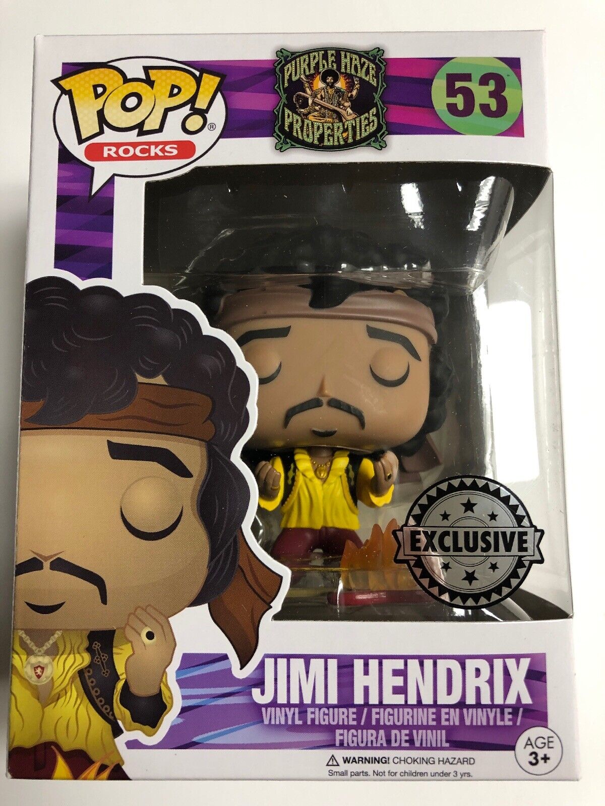 Funko POP Rocks Music Jimi Hendrix Purple Haze Exclusive Burning Guitar NEW
