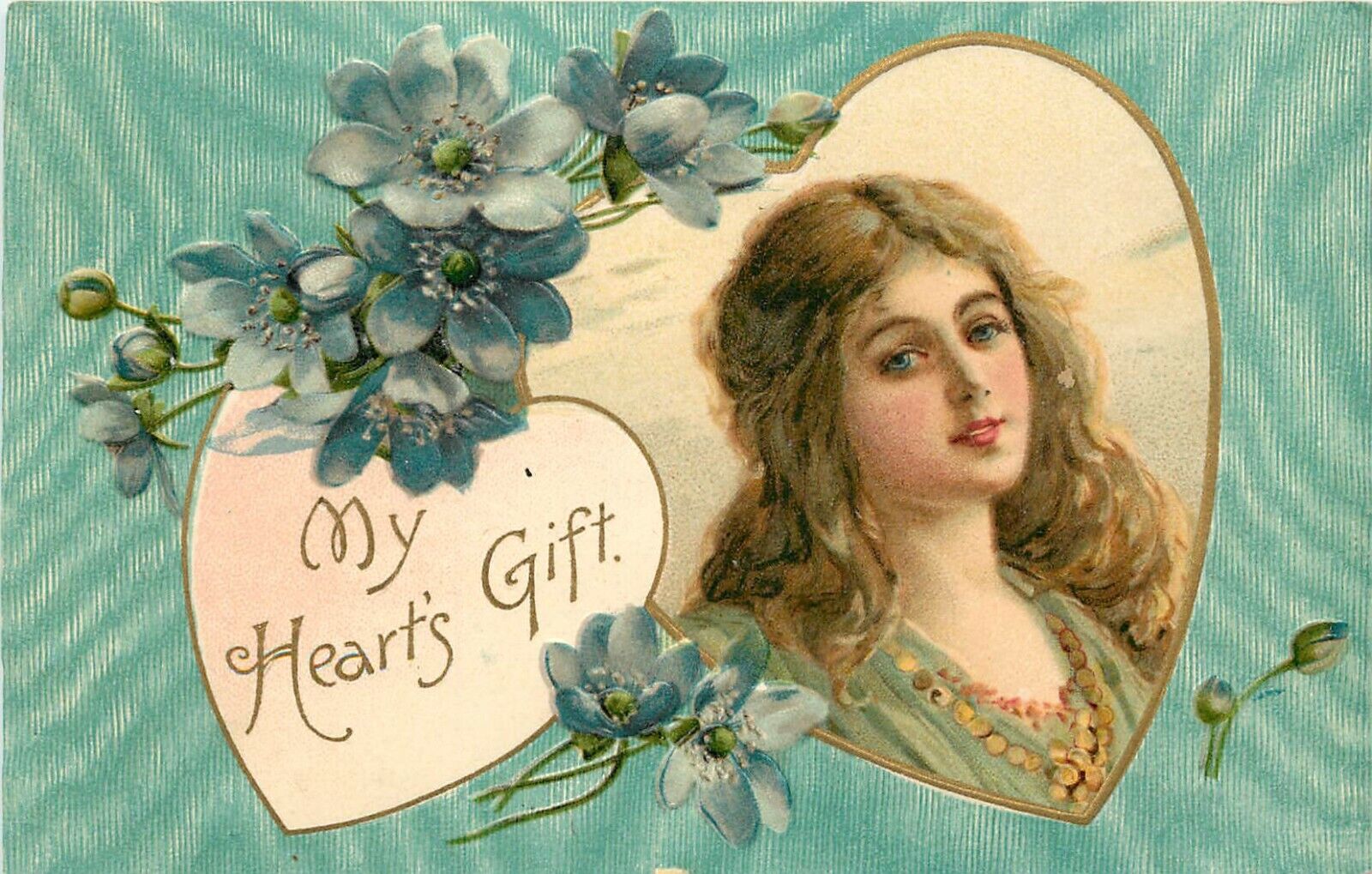 Rotograph Valentine Postcard F-684; Beautiful Blonde Girl, My Heart\'s Gift