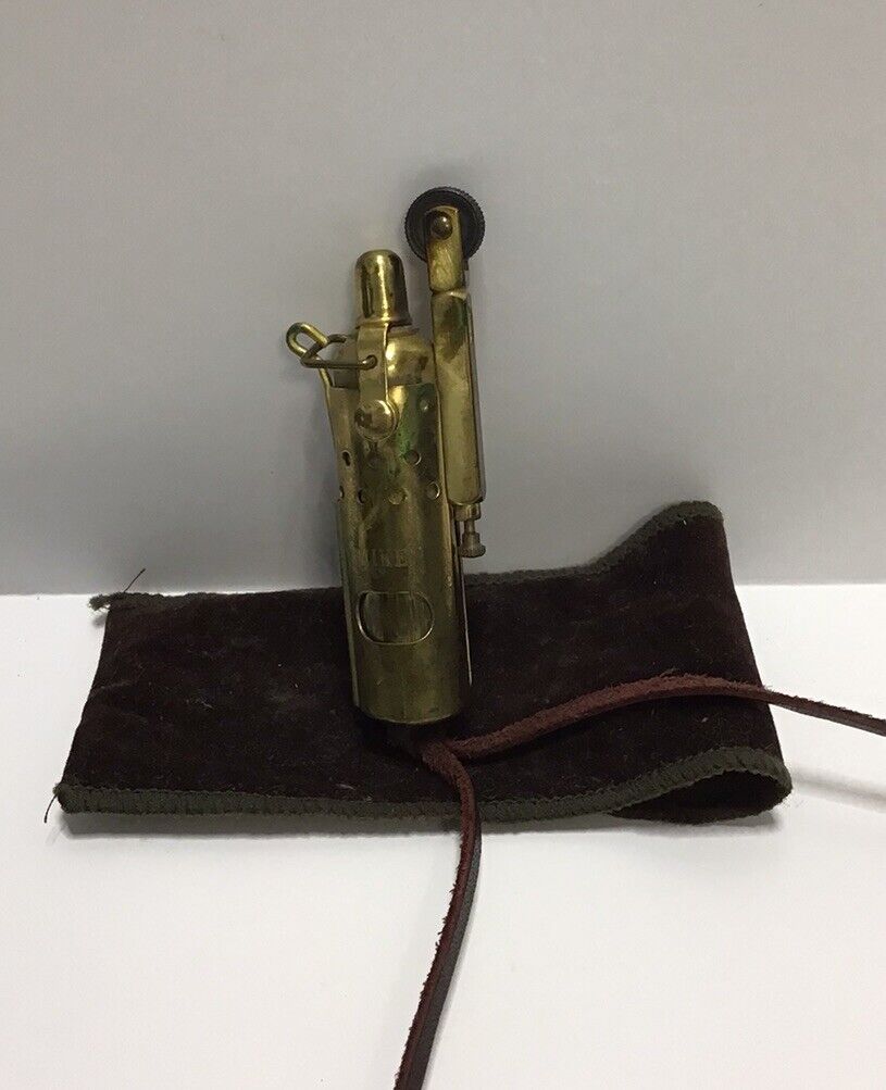 Vintage Military Brass Trench Lighter WW2 WWII Era with Pouch