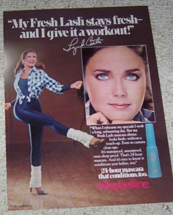 1983 print ad page - Maybelline sexy LYNDA CARTER dancing vintage cosmetics AD