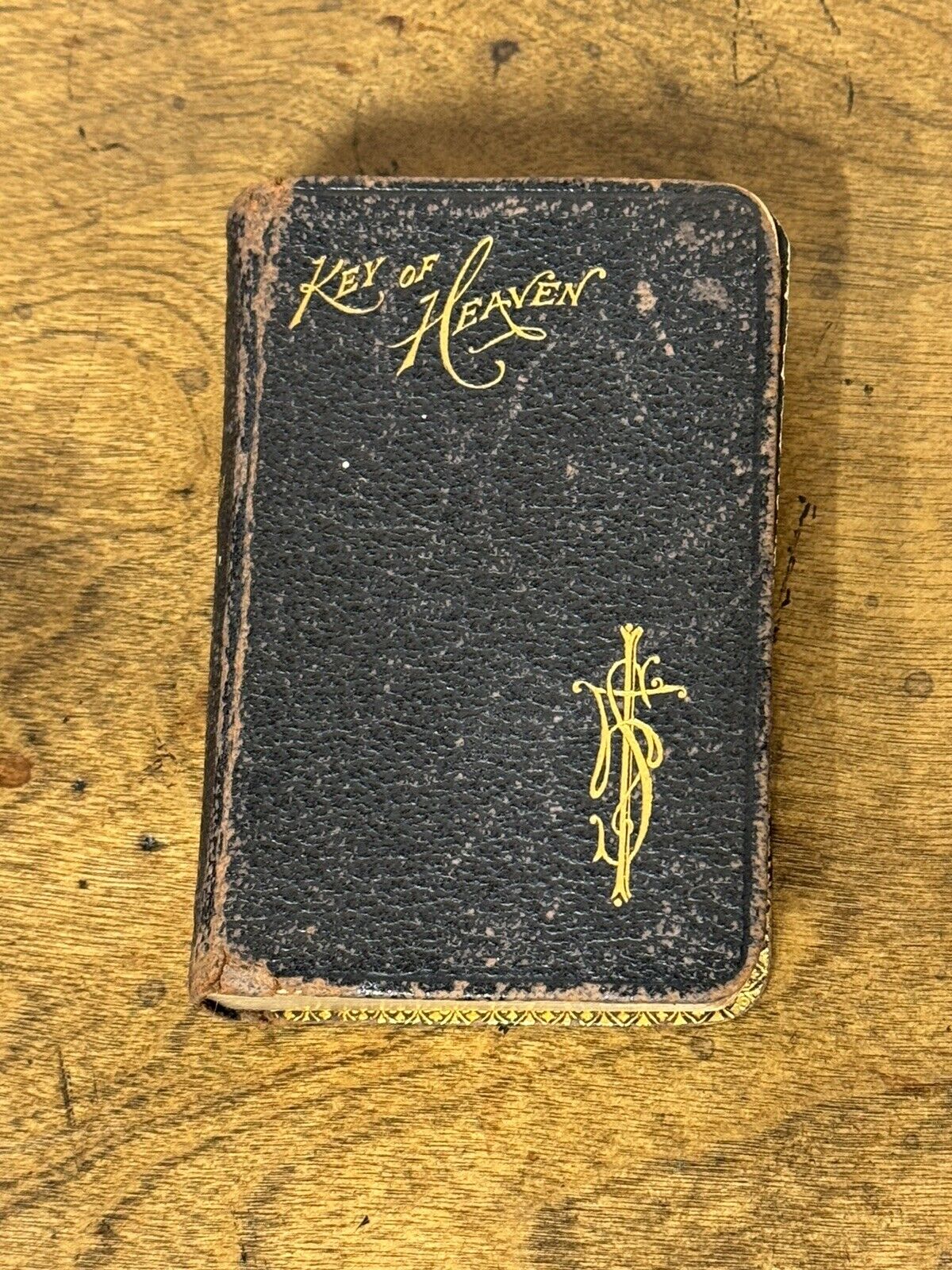 Vintage 1907 Mini Pocket Size Leather Key Of Heaven 3.5” x 2 1/4” ~Very Frail~