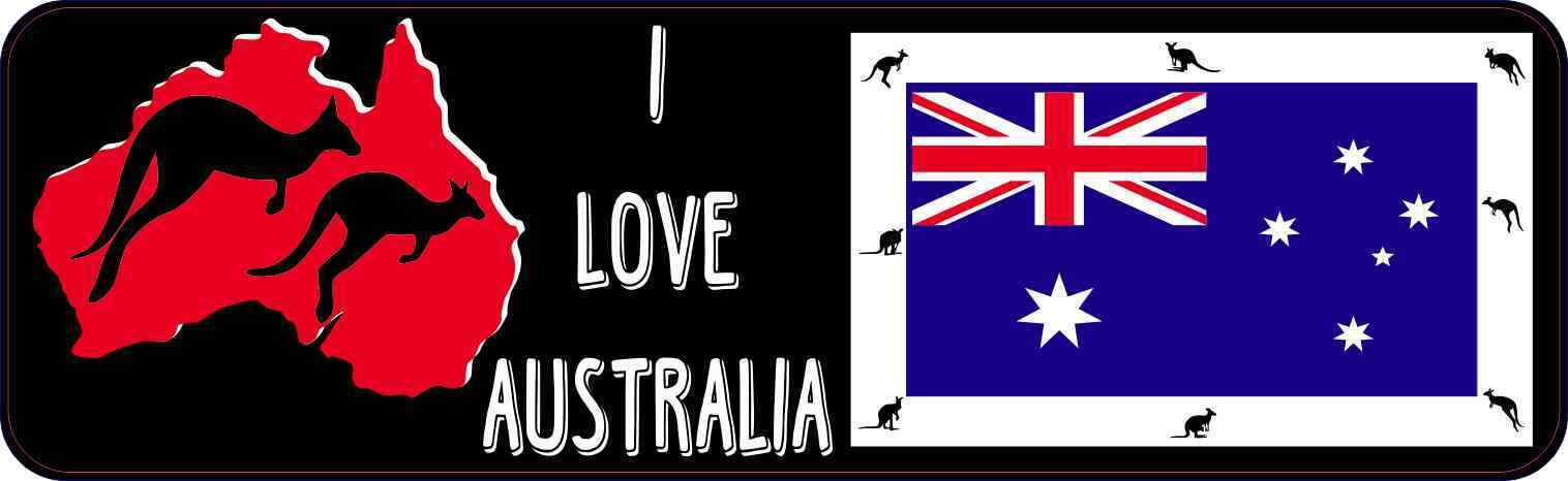 10x3 I Love Australia Bumper Magnet Vehicle Flag Bumper Magnets Kangaroo Decal