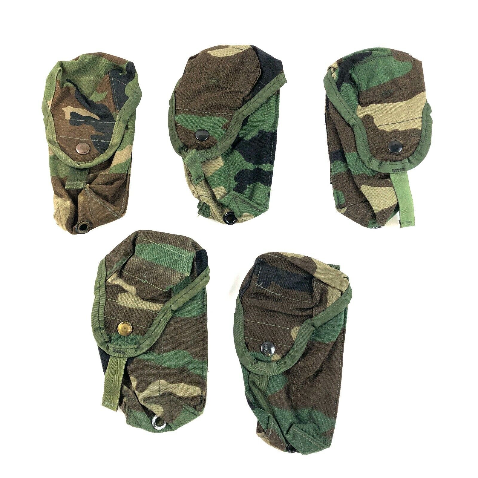 5 Woodland Double Magazine Pouches BDU Military Pouch MOLLE 2 Mag Camo 