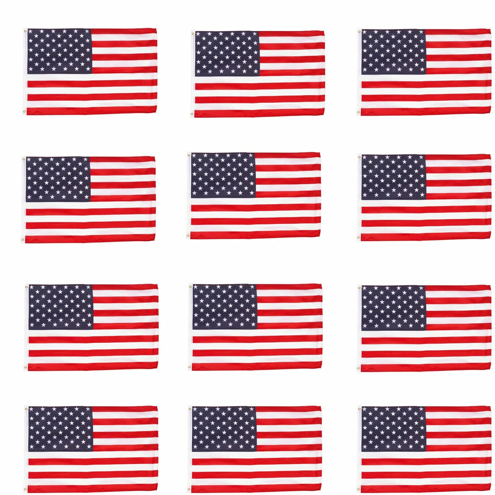 Wholesale lot 12 2' x 3' ft. USA US American Flag Stars Grommets United States