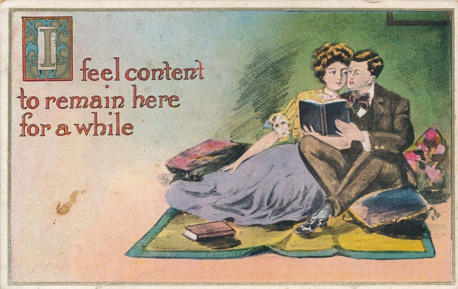 Feel Content To Remain Here Greetings Postcard - 1910