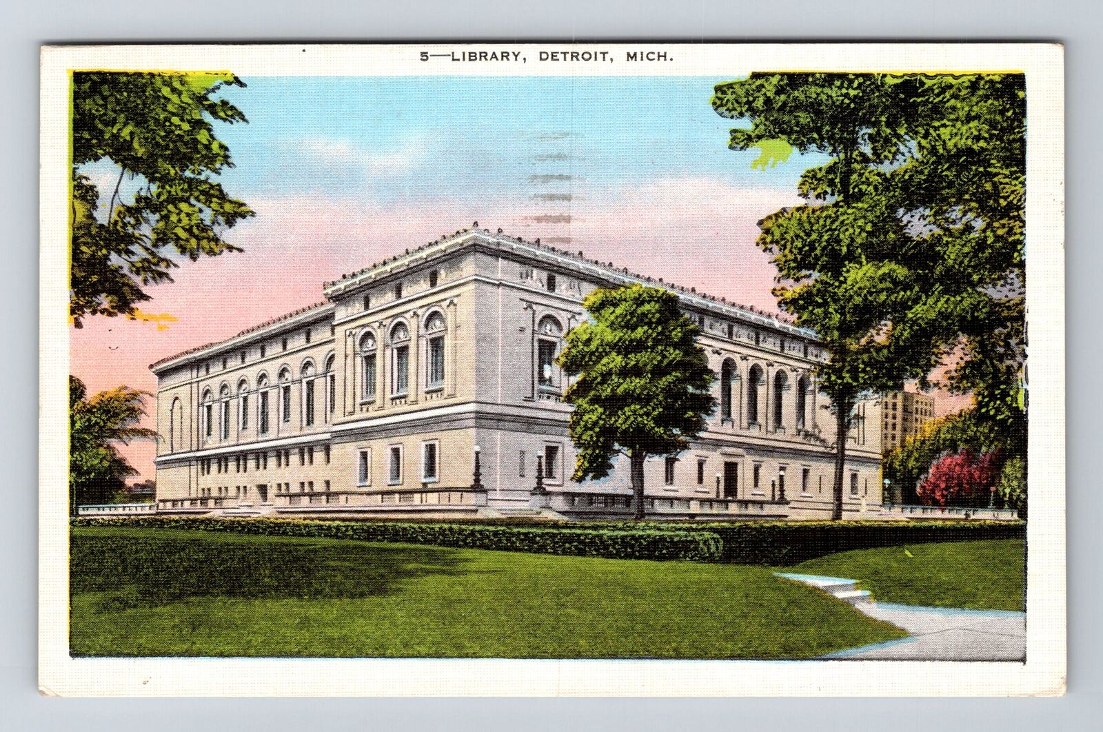 Detroit MI-Michigan, Library, c1939 Vintage Souvenir Postcard