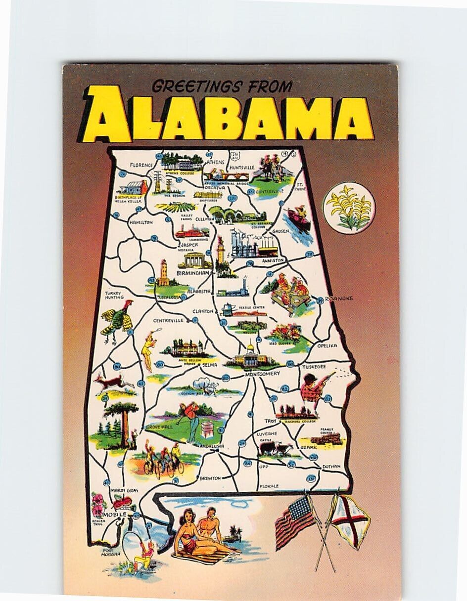Postcard Greetings From Alabama USA