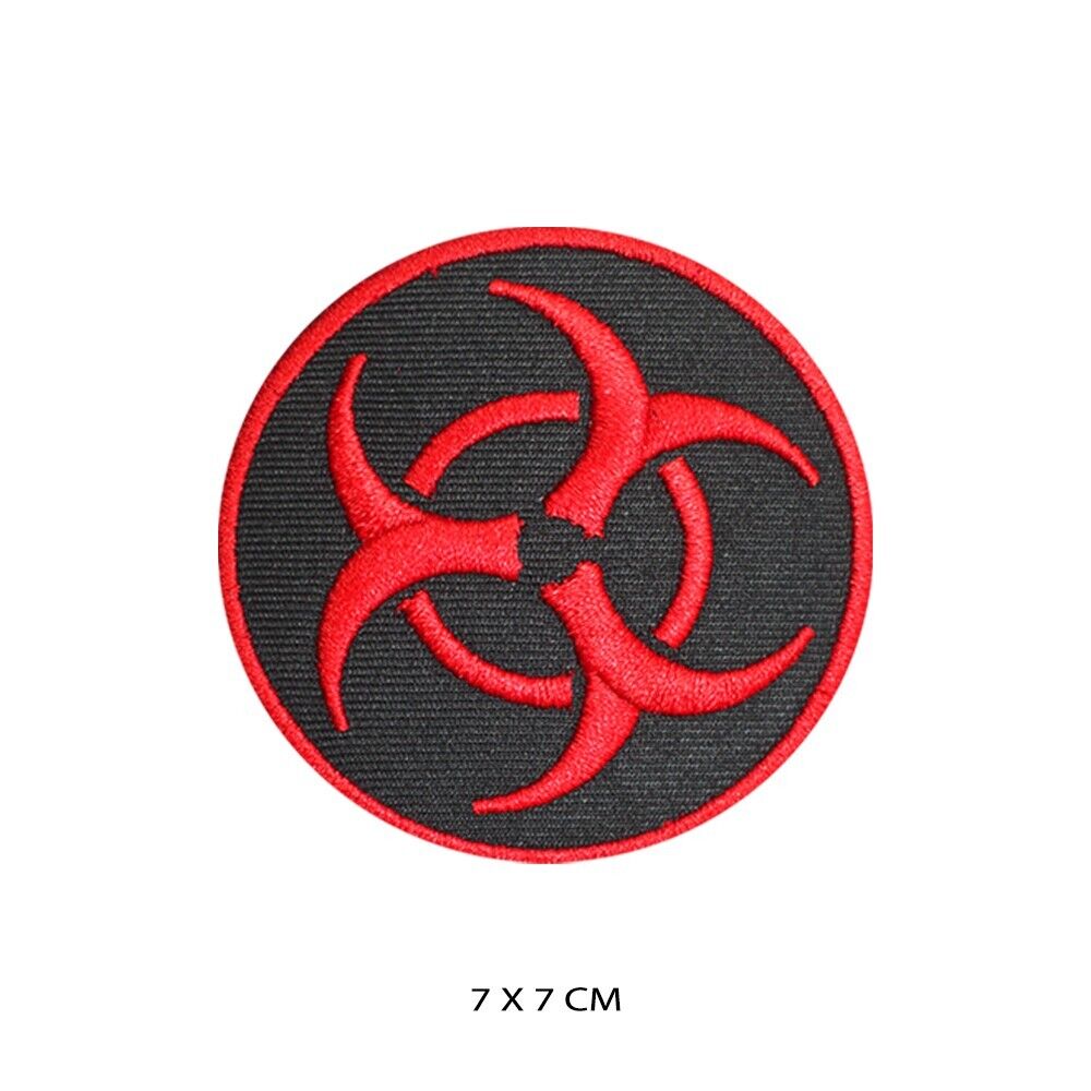Danger Biological Hazard Logo Embroidered Patch Iron On/Sew On Patch Batch