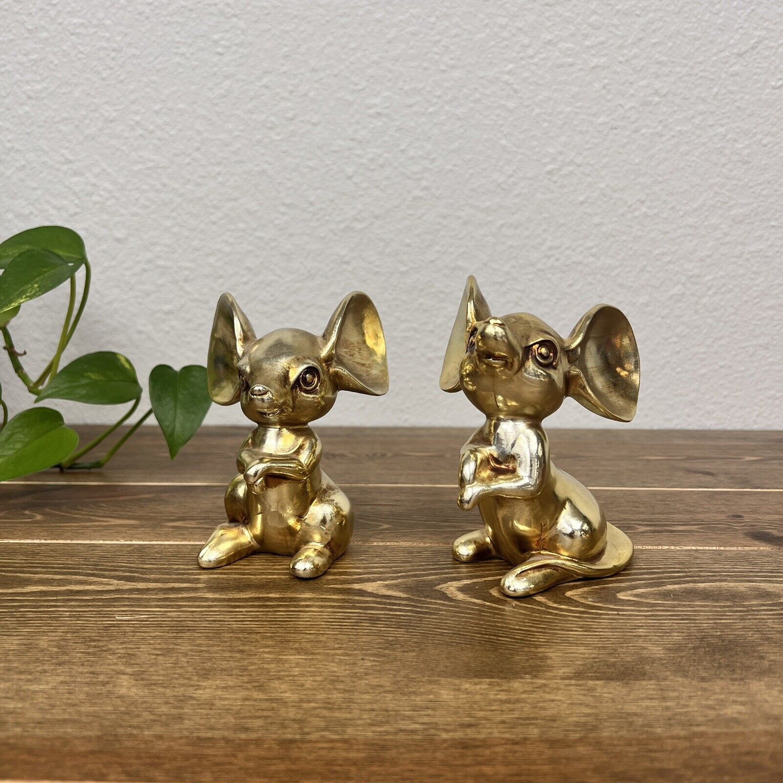 Vintage Gold Ceramic Mice Mouse Figurines Mid Century Modern 5\