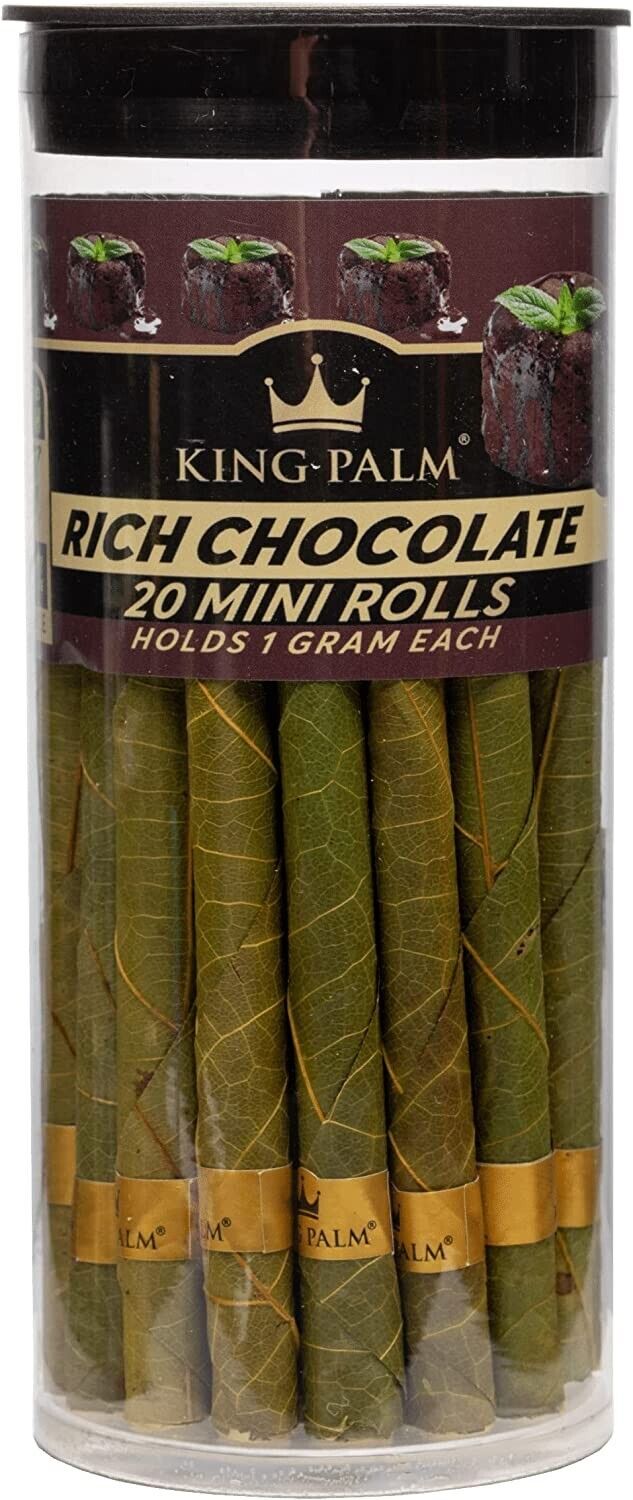 King Palm | Mini Size | Rich Chocolate | Organic Prerolled Palm Leafs | 20 Rolls