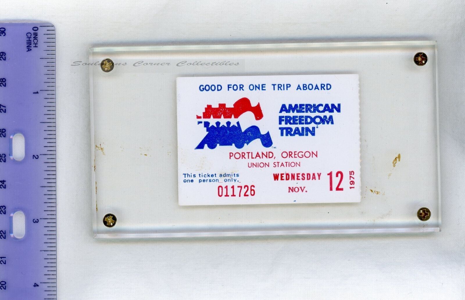 Nice Rare Vintage American Freedom Train Ticket Stub Paperweight November 1975