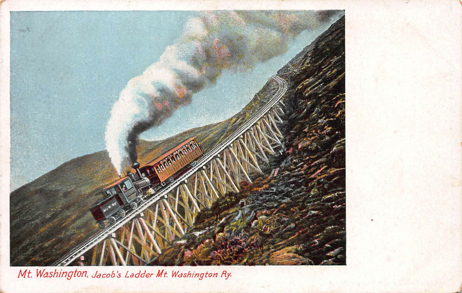 Jacob's Ladder, Mt. Washington Railway, New Hampshire, Early Postcard, Unused 