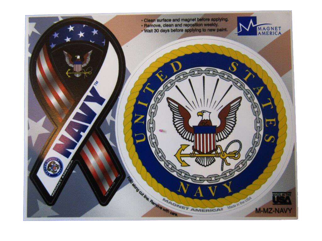 (2 Pack) U.S. Navy Emblem & Ribbon 4