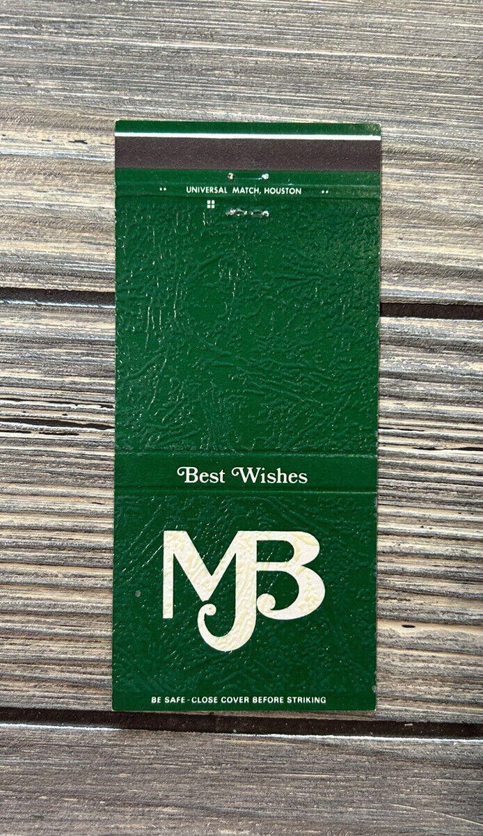 Vintage MJB Melvin J Blum Music Co Best Wishes Green Matchbook Cover