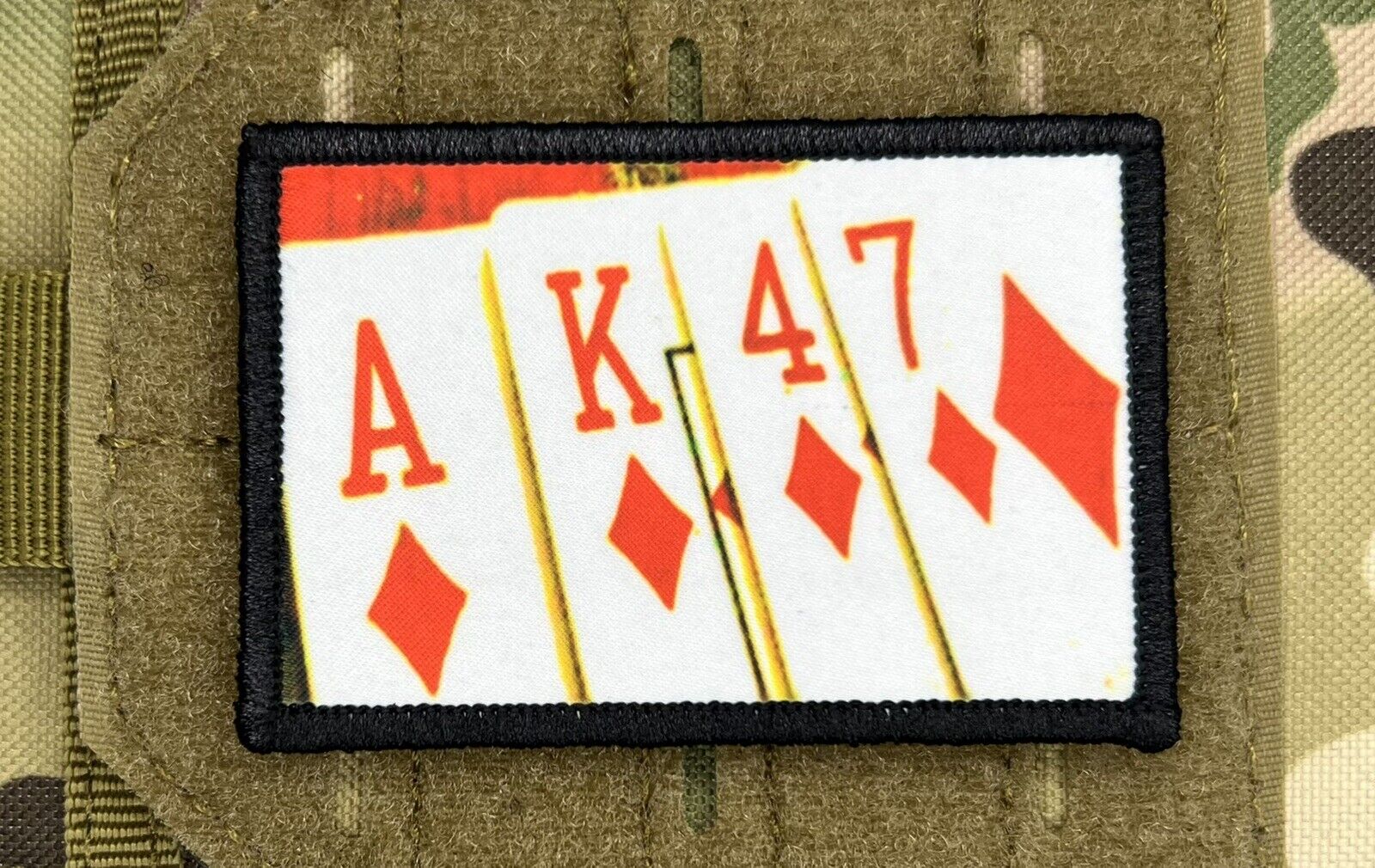 AK47 Playing Cards Morale Patch / Military Badge ARMY Tactical Hook & Loop 160
