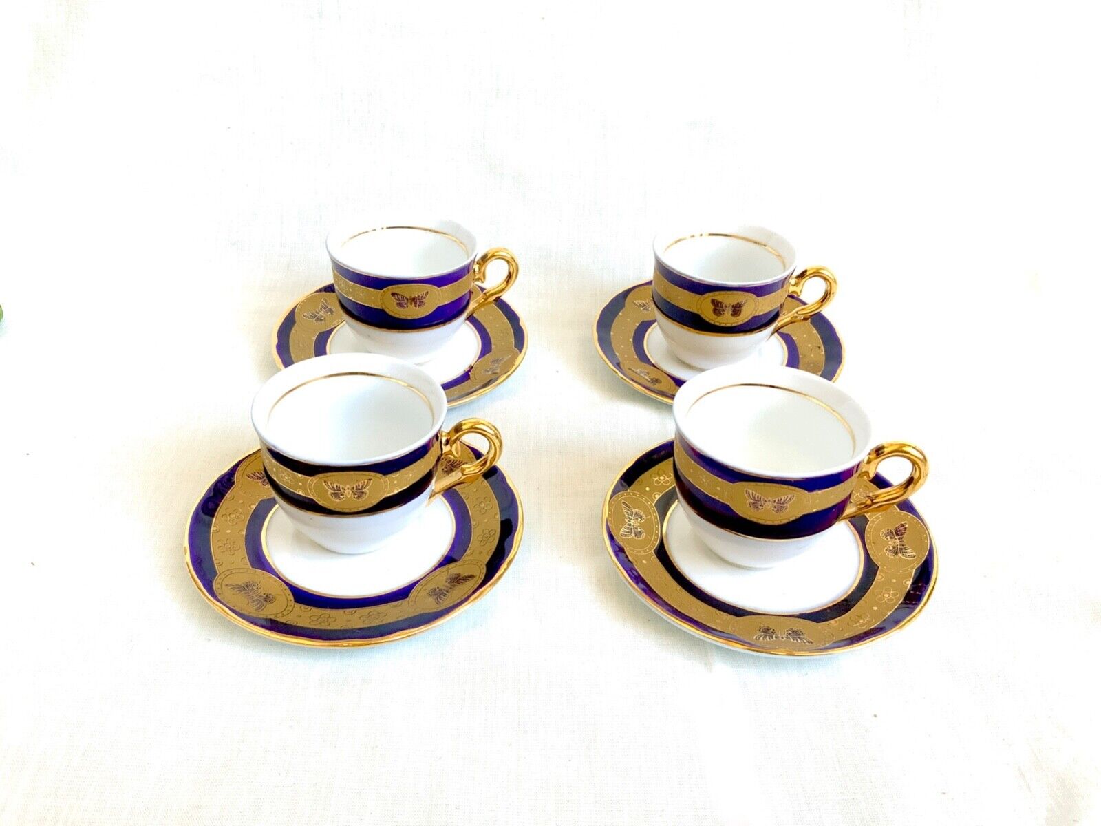 A.I. Czech Republic Design Butterfly Small Expresso Cups w/ Saucers *Set of 4* 