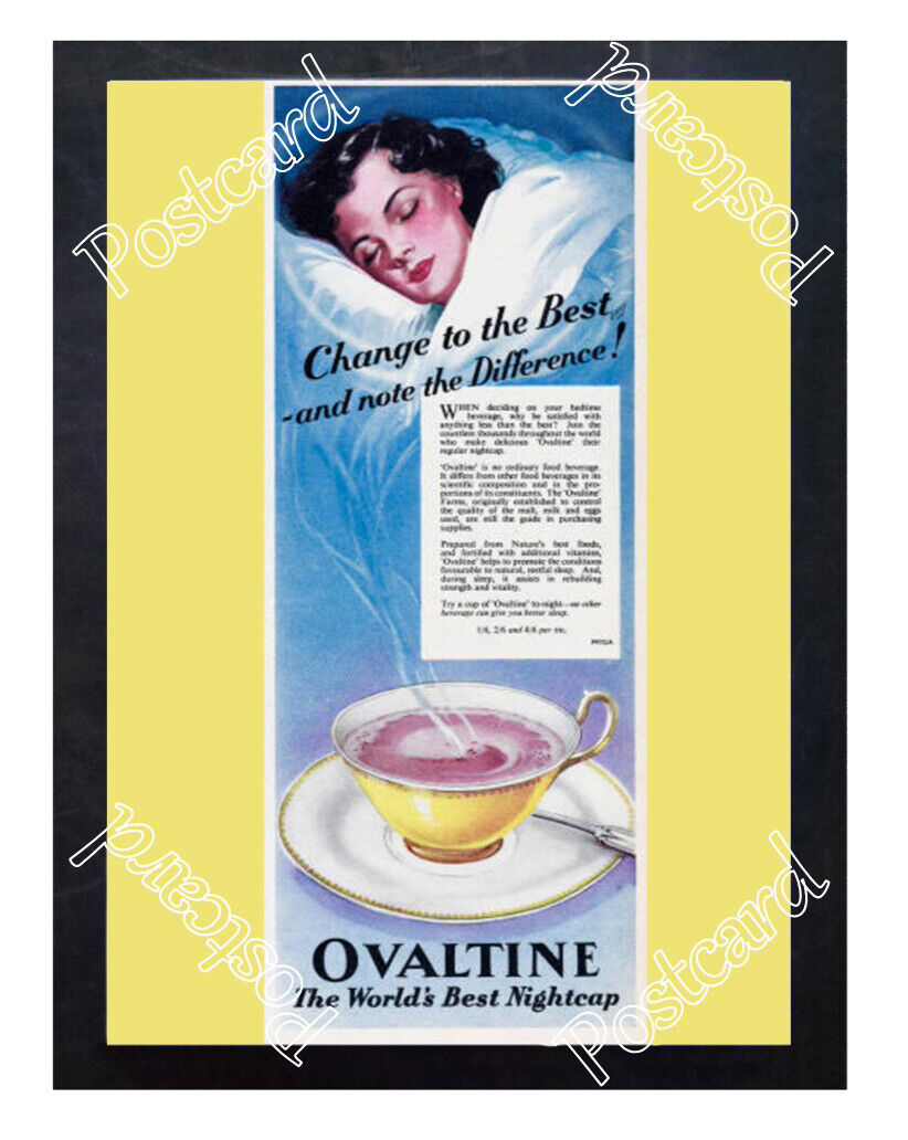 Historic Ovaltine milk 1955 Advertising Postcard
