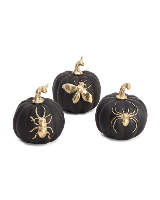 Brand New CHRISTIAN LACROIX Set Of 3 4.25in Insect Pumpkins