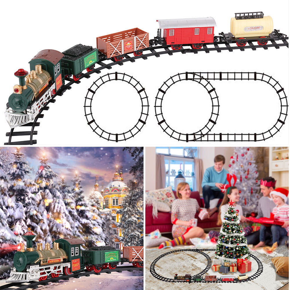 Premium Electric Christmas Train Tracks Set With Light Sound Kids Toy Tree Decor