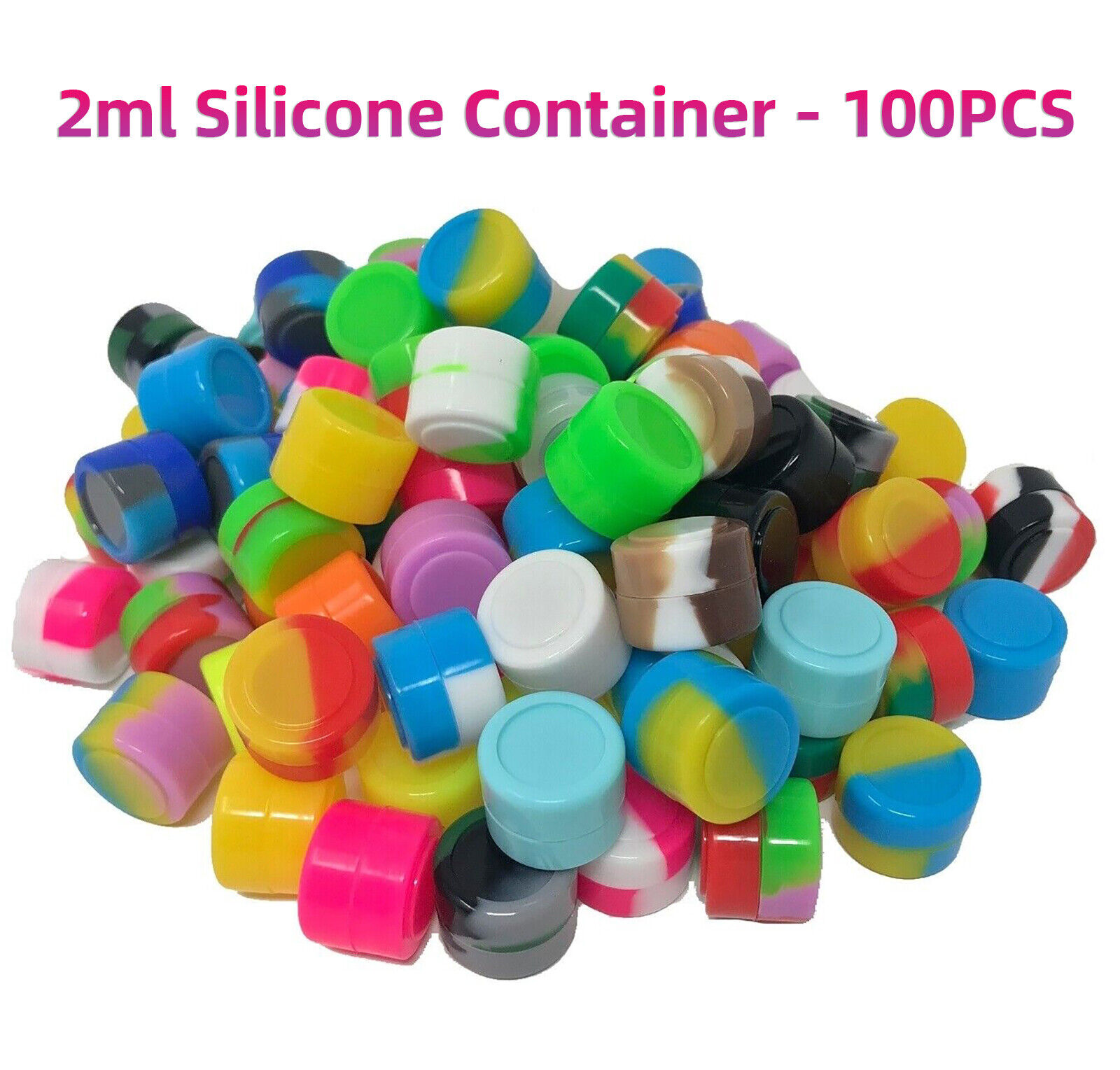 2ml Silicone Container Jar Non-Stick Mixed colors Round Wholesale lot 100pcs