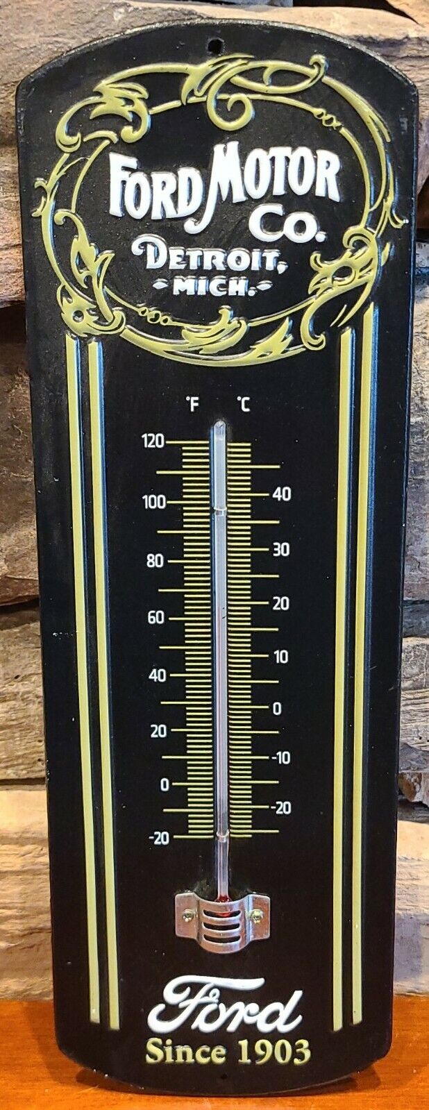 NEW Vintage Style Ford Logo Metal Wall Thermometer Garage Man Cave Decor 12\