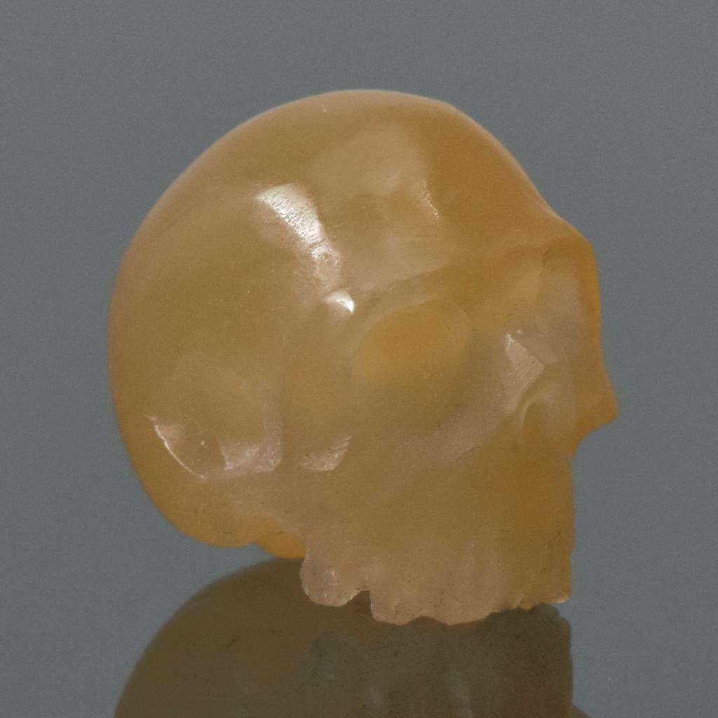 Human Skull Natural Agatized Fossil Coral Guru Bead 12.73 mm Carving 2.15 g