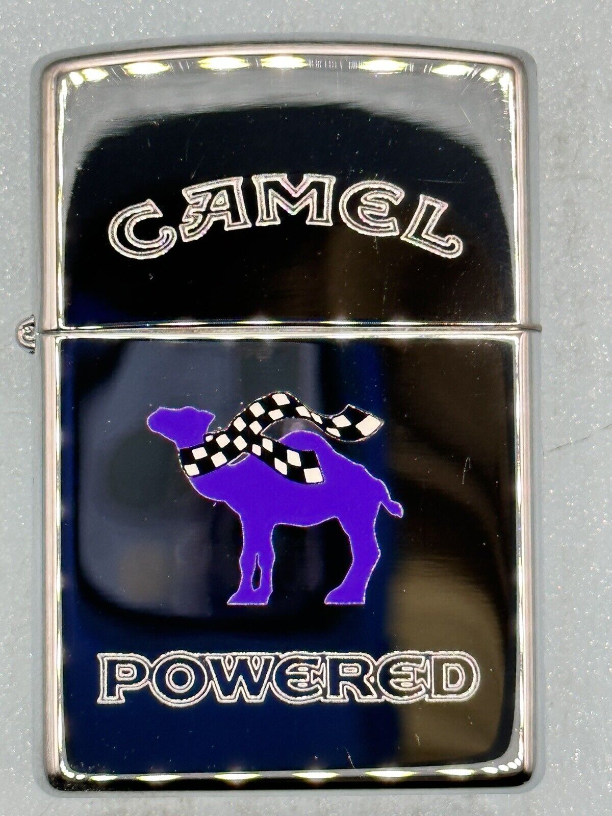 Vintage 1997 Camel Powered Racing High Polish Chrome Zippo Lighter NEW