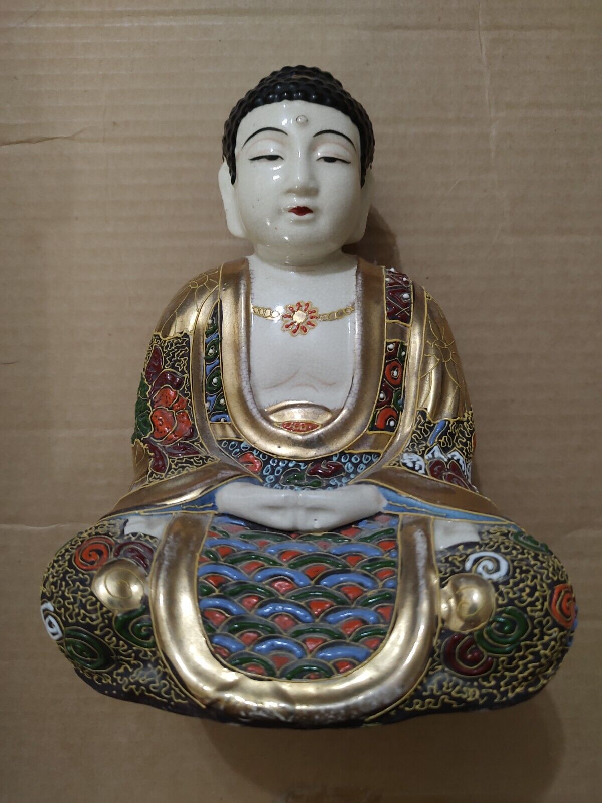Beautiful Ornate Japanese Ceramic Buddha Statue