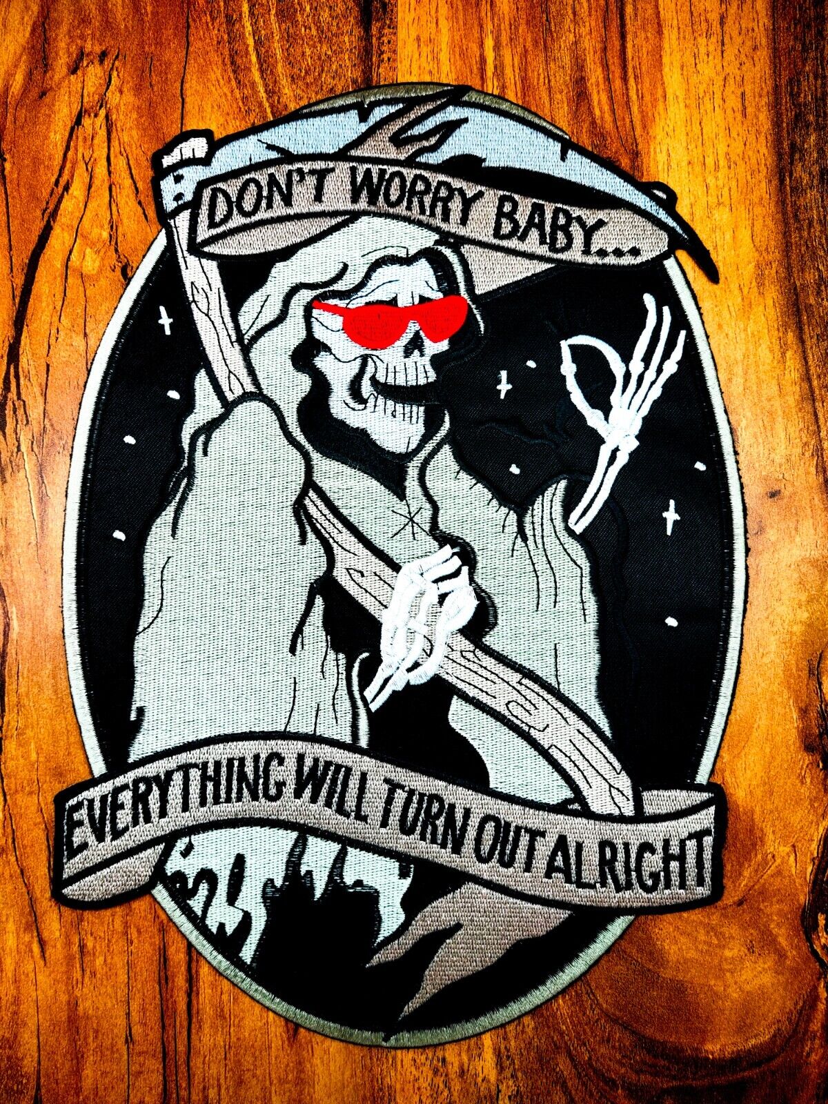 Grim Reaper Don't Worry Baby Everything Will Turn Out Alright Iron Patch Large