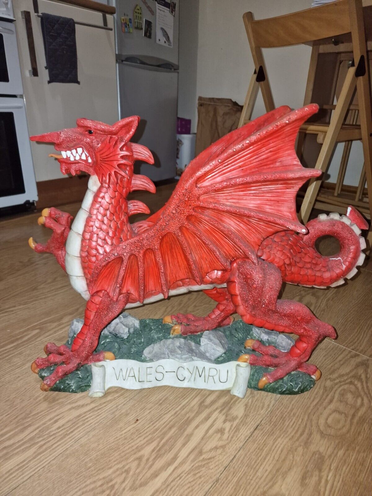 Vintage, Very Rare, Wales Simbol - Red Dragon, Gothic sculpture. Hand maded