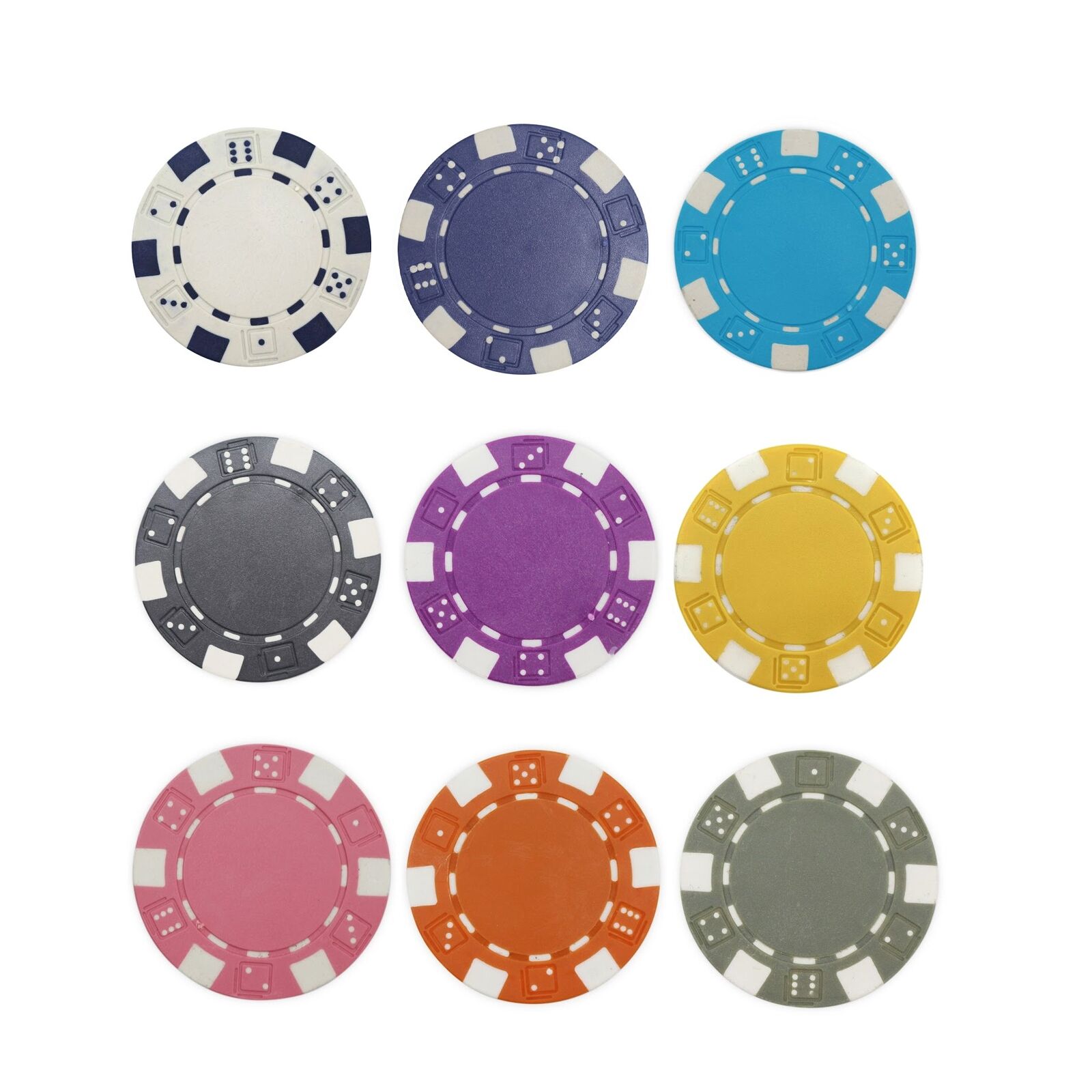 200 Dice Edge Poker Chips 11.5 gram - Pick Your Colors