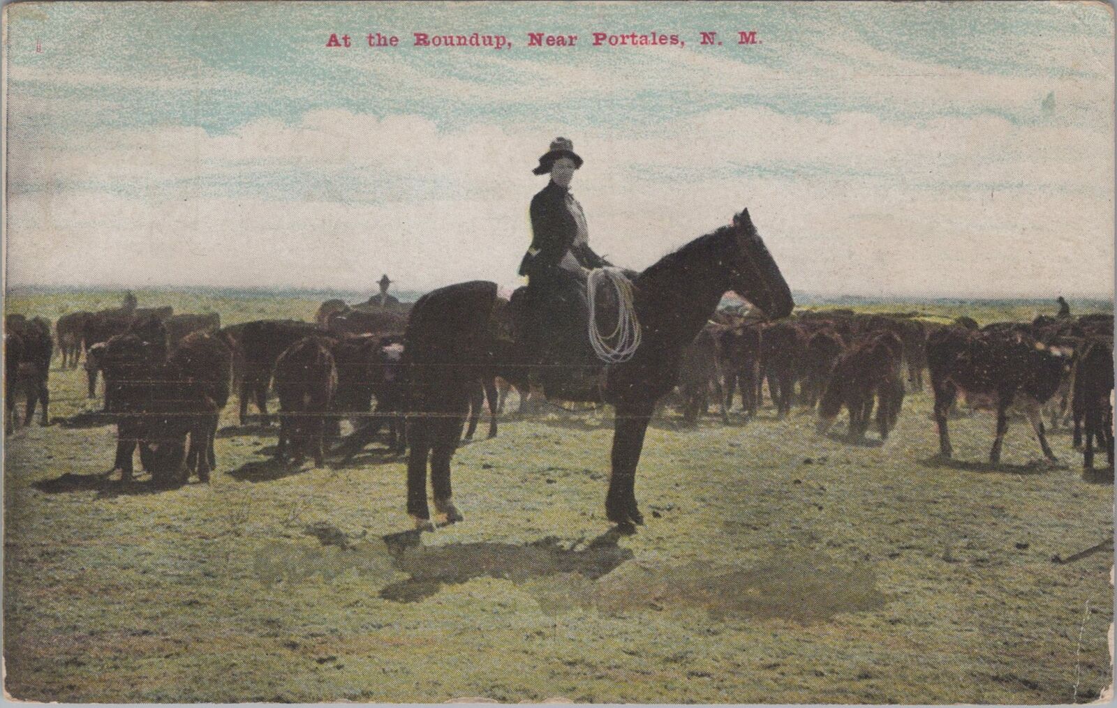 Roundup Near Portales, New Mexico 1911 Arch NM PM Postcard