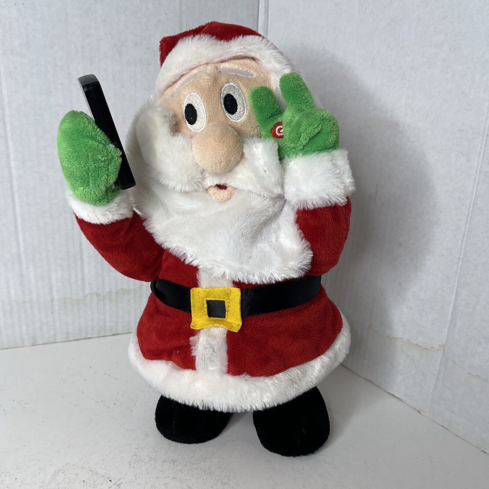 Gemmy Santa Claus Musical Plush Phone Flashes Dances Let Me Take A Selfie