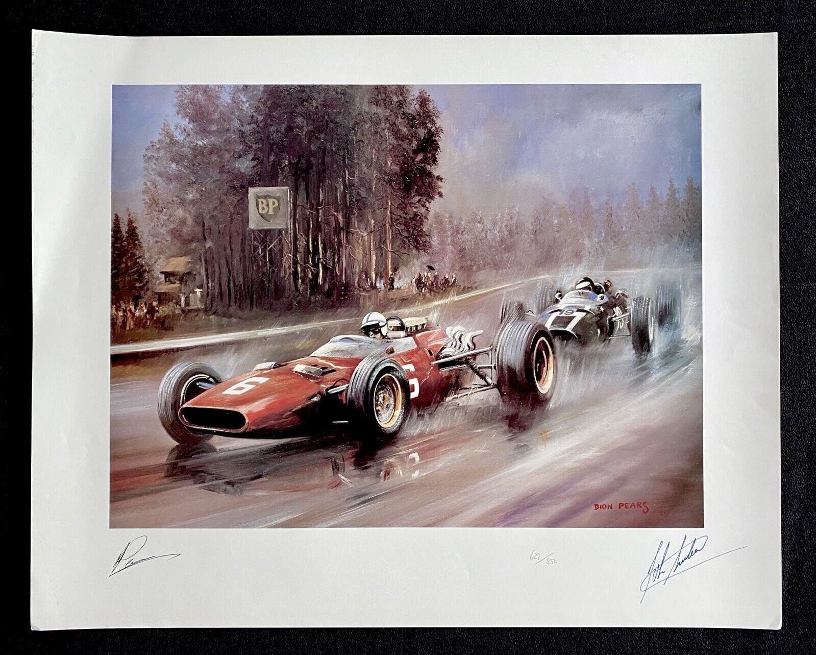 John Surtees SIGNED 1966 Belgian Grand Prix Spa Dion Pears LE Fine Art Print