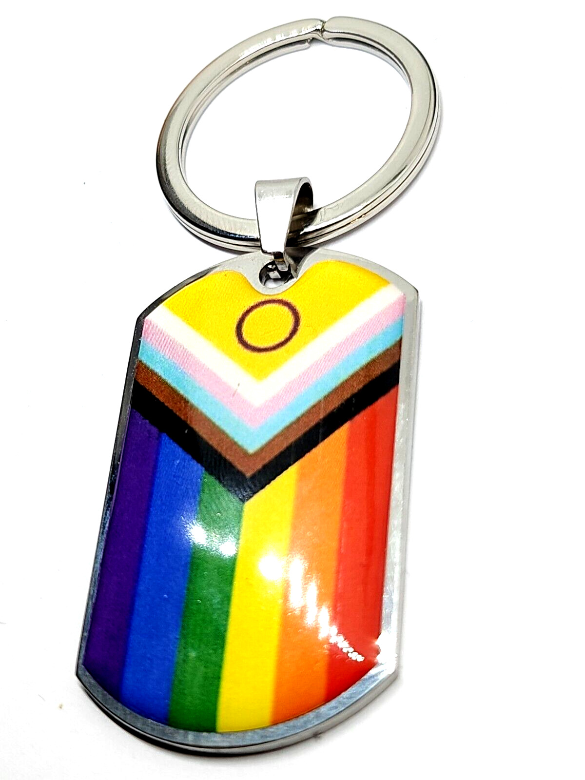 Pride Keyring Progress Pride LGBTQIA Symbol Iconic Gay Pride High Quality Steel