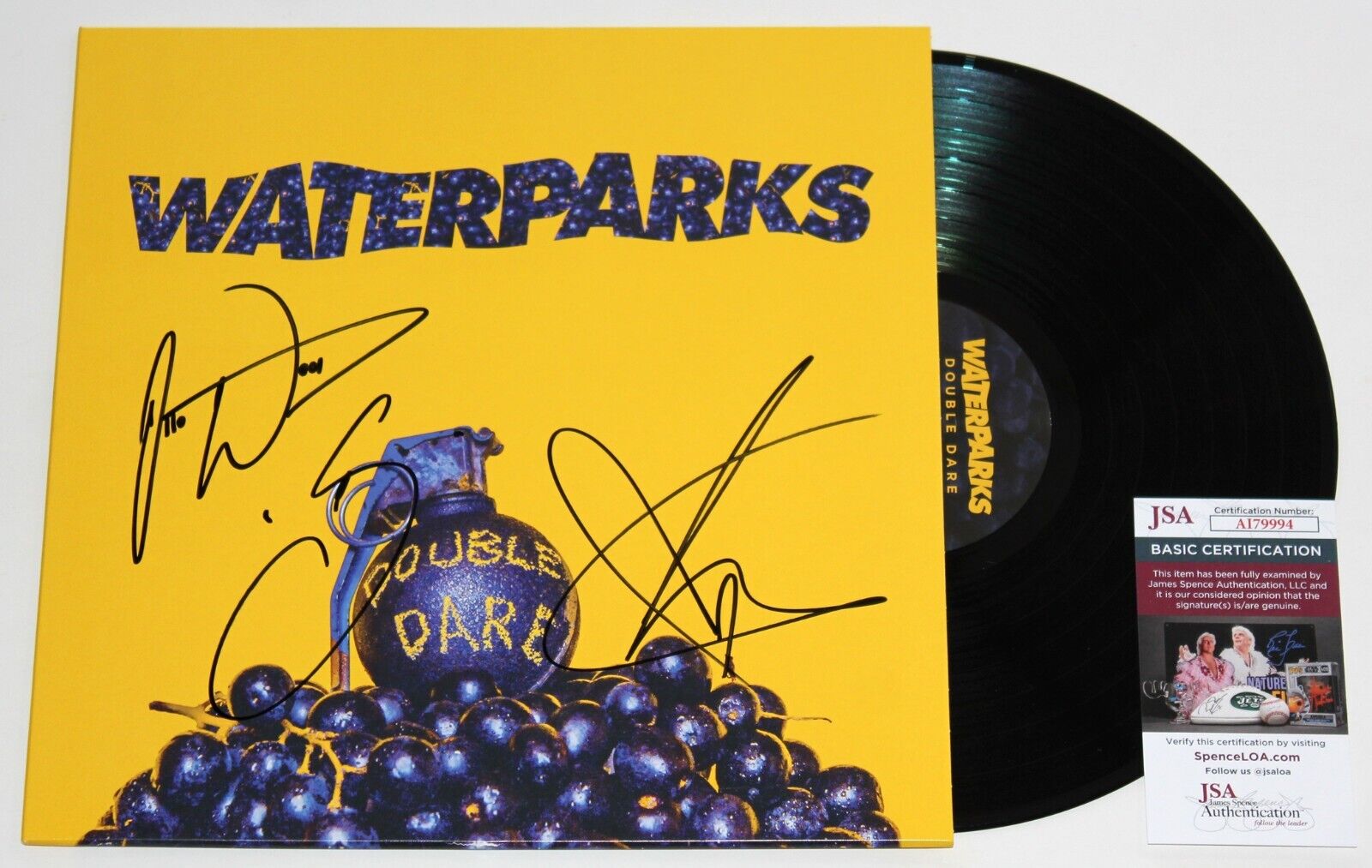 WATERPARKS BAND SIGNED DOUBLE DARE LP VINYL RECORD ALBUM AUTOGRAPHED +JSA COA