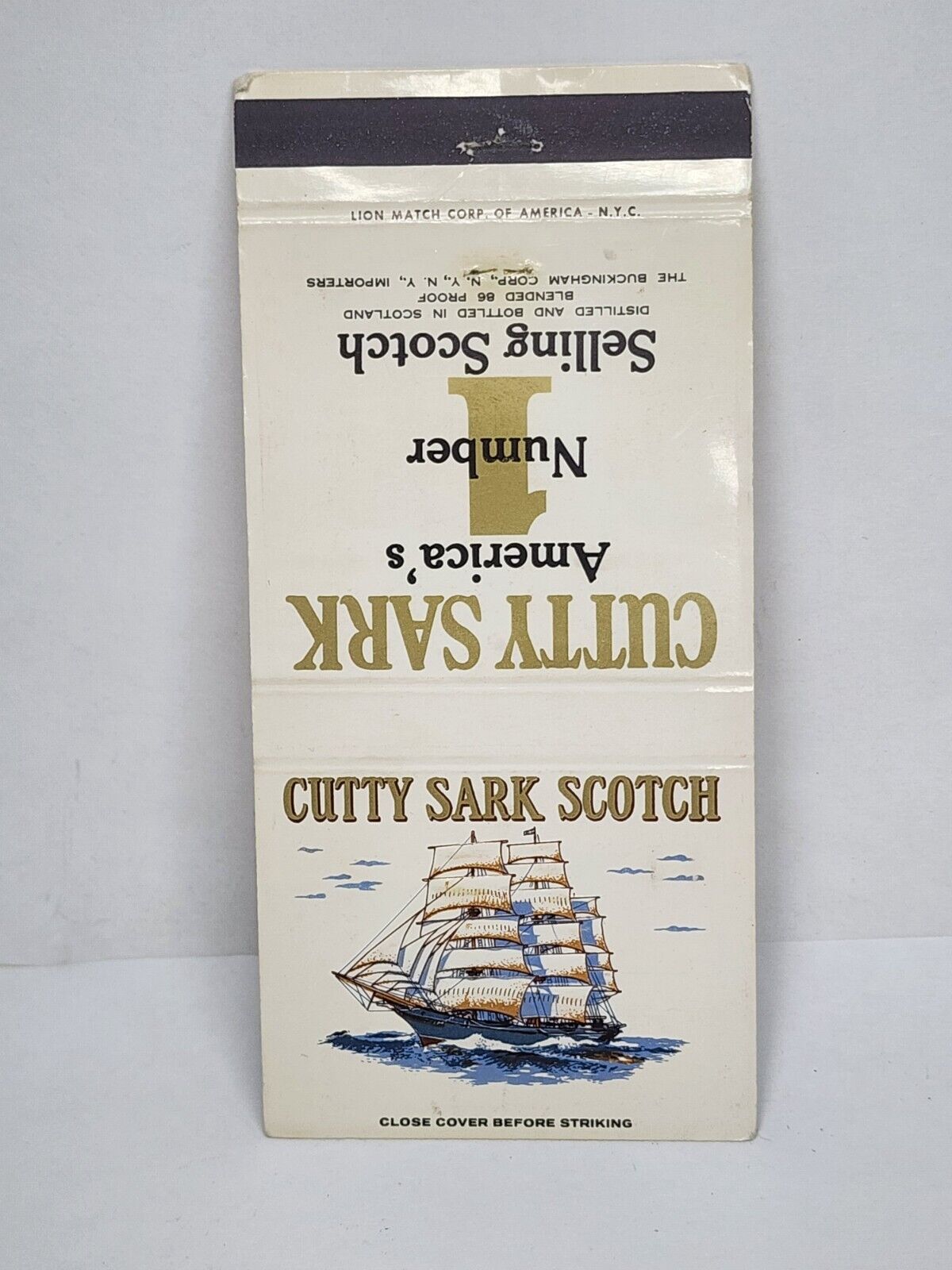 Vintage Matchbook Cover - CUTTY SARK Scotch Alcohol Sailing Ship Bourbon Ad
