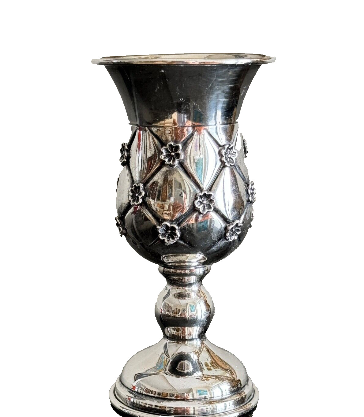 Vintage Judaica Sterling Silver Ornate Jewish Kiddush Cup Marked  ST925