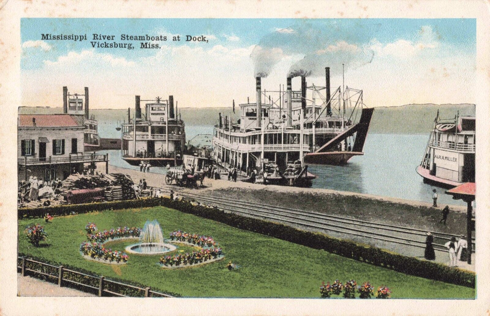Mississippi River Steamboats Vicksburg MS c1920 Postcard