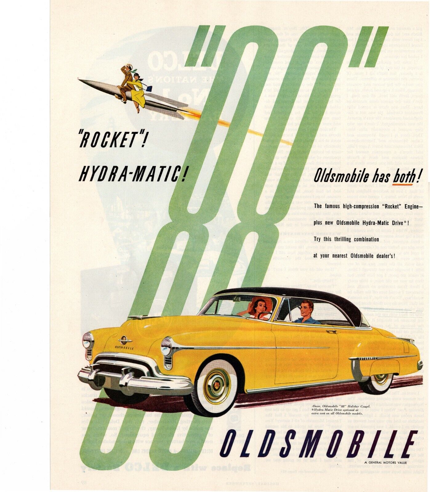 1959 Oldsmobile 88 General Motors Car Rocket Engine Automobile Vintage Print Ad
