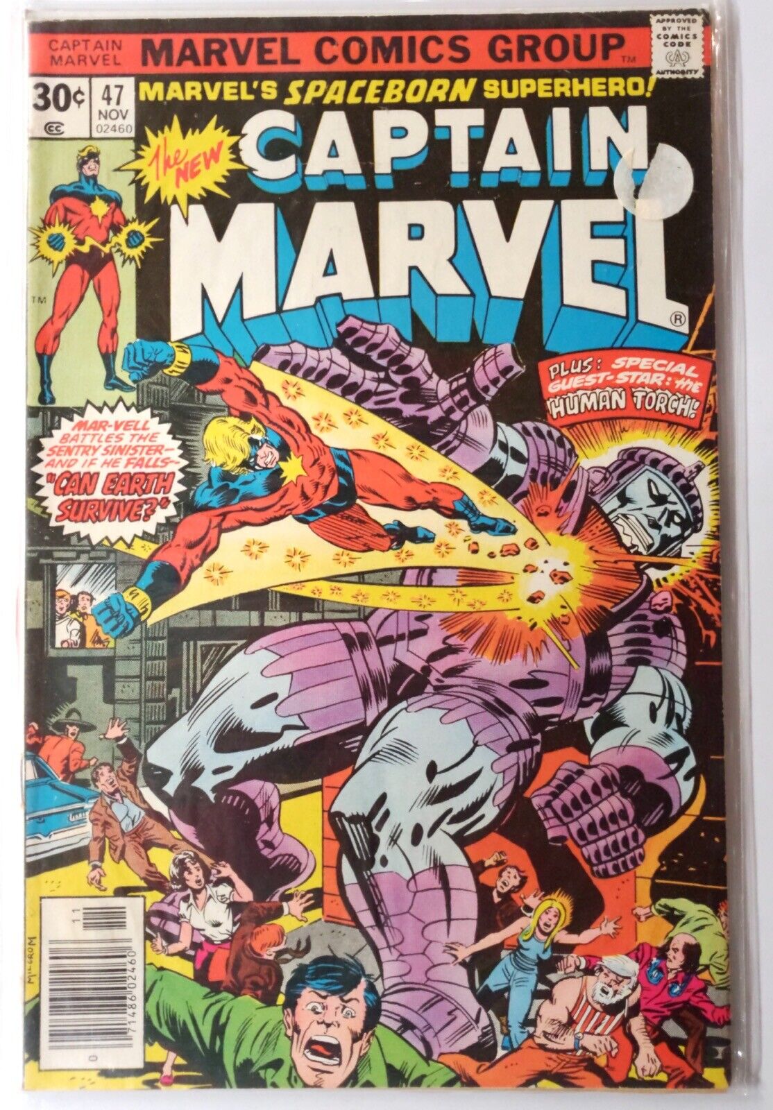 Captain Marvel #47 Human Torch Appearance Marvel 1976 VF