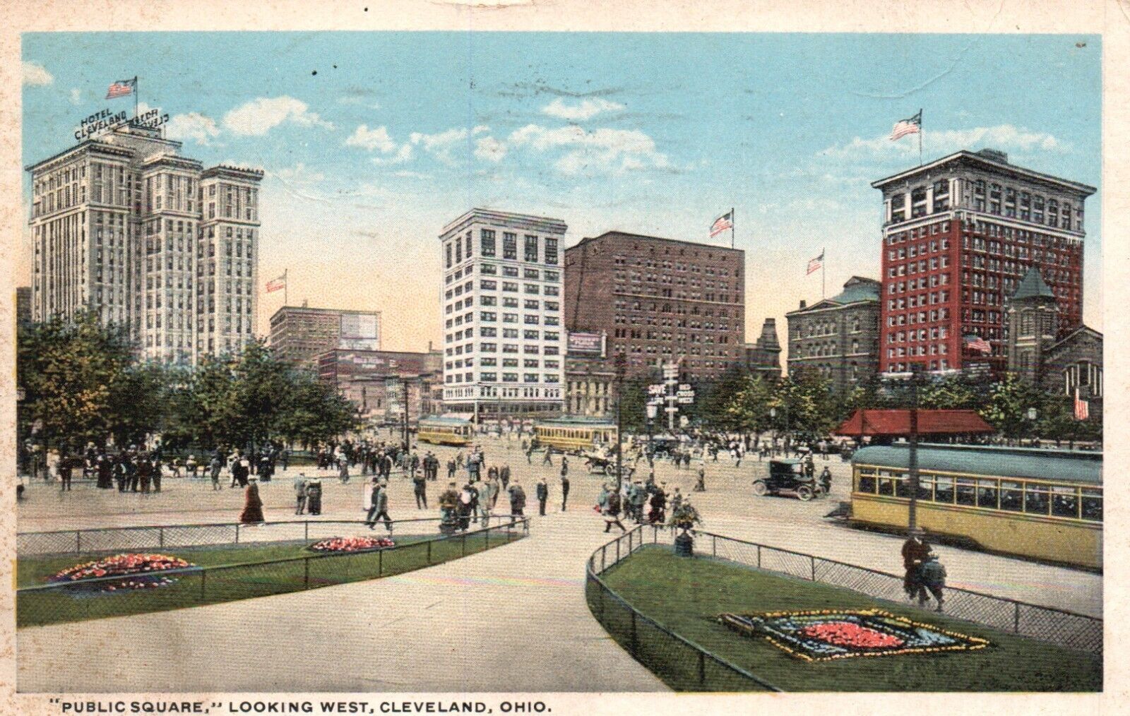 Postcard OH Cleveland Ohio Public Square looking West 1918 Vintage PC H9182